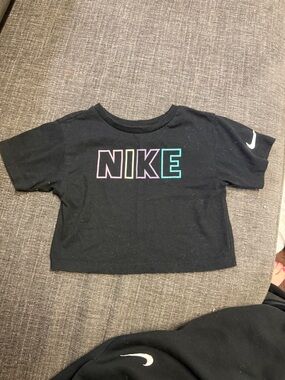 Nike Black Short Sleeve Tee with Pastel Gradient Logo